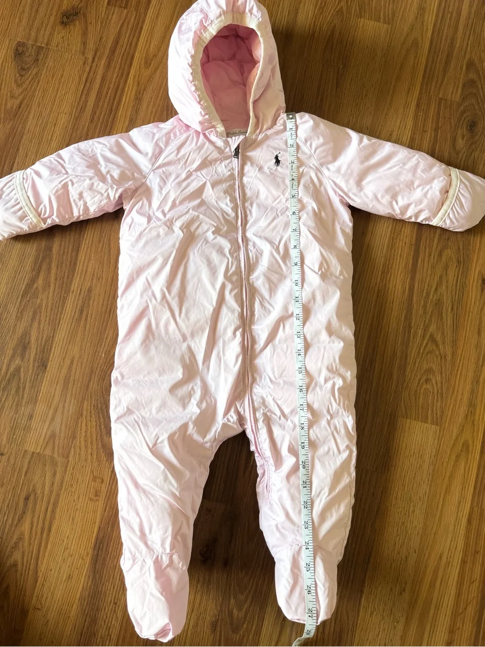Ralph Lauren Baby Girls Pink Hooded Snowsuit Bunting One Piece 9-12 month